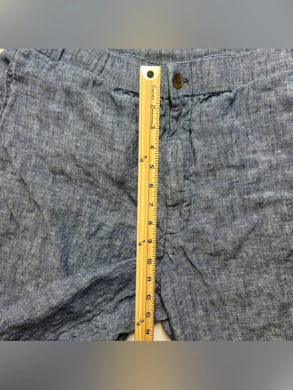 Quince Men's 100% European Linen Shorts Chambray Blue Size XL 9” inseam